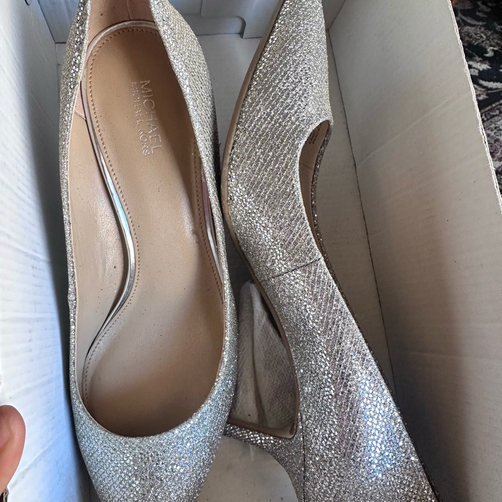 Michael Kors Silver Glitter Heels